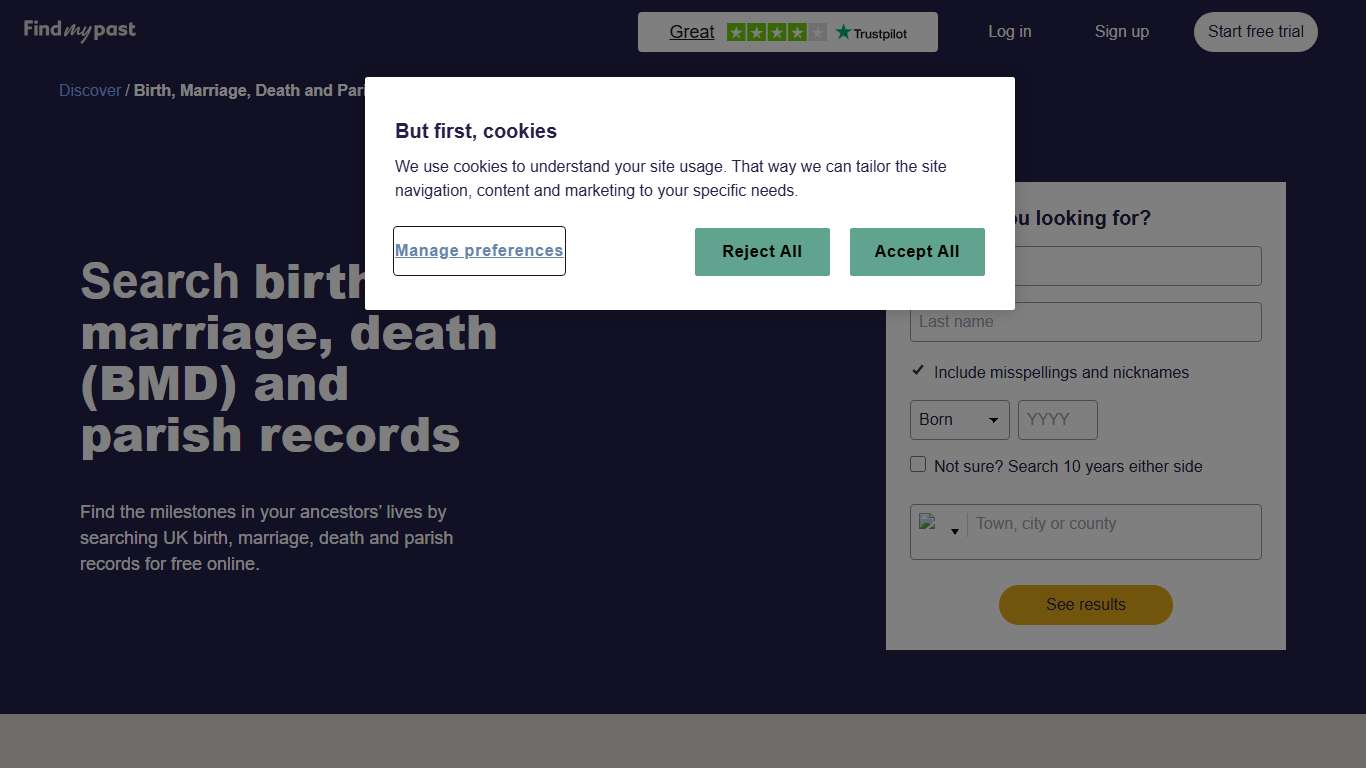 Search UK Birth, marriage, death (BMD) & parish records online | Findmypast.com